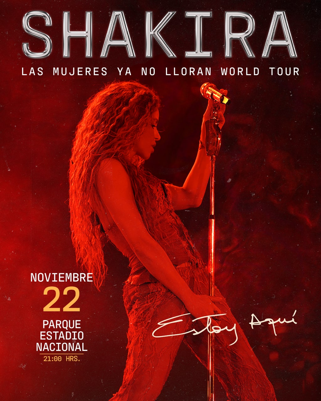 Shakira - Las mujeres ya no lloran world tour - 22 de noviembre / Parque Estadio nacional - 21:00 Hrs.