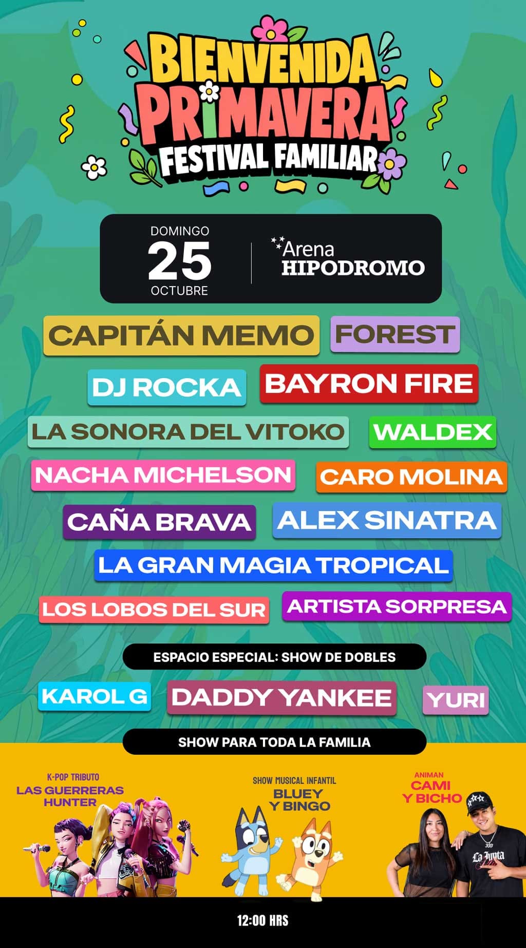 Bienvenida Primavera 2026 | Arena Hipódromo de Santiago – 25 de Octubre 12:00 hrs.