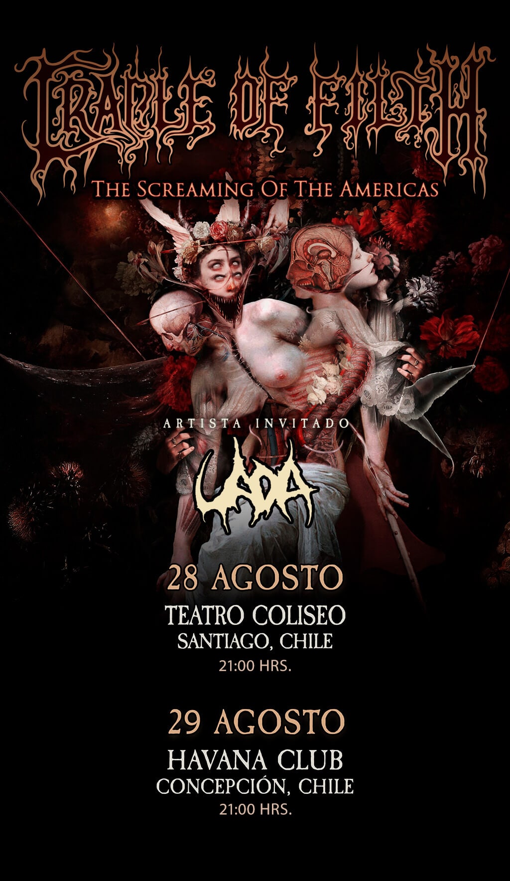 Cradle Of Filth | Santiago - 28 Agosto 2025 - 21:00 hrs. | Concepción - 29 de Agosto 2025 - 21:00 hrs