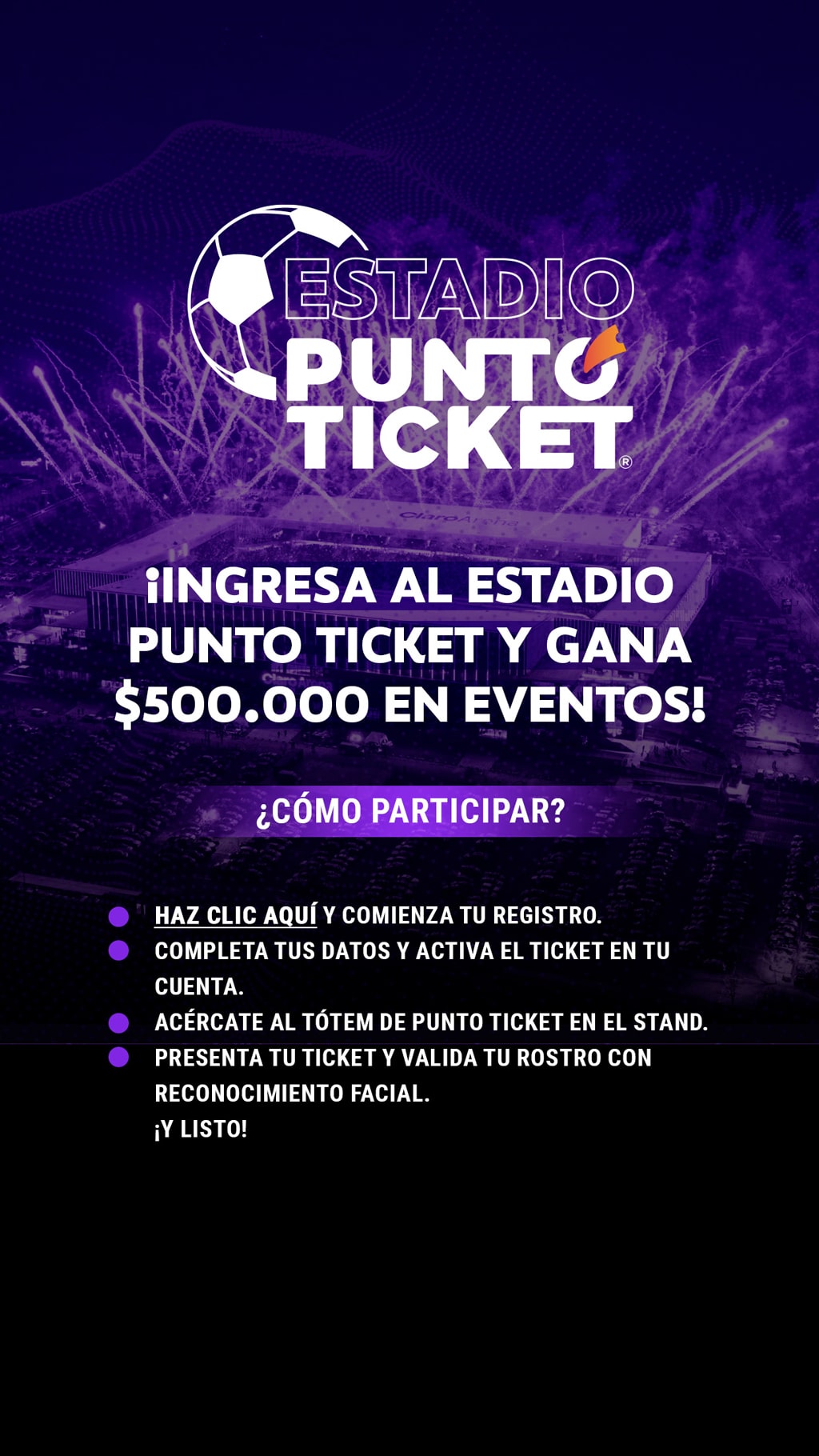 Estadio Punto Ticket: entra, participa y gana $500.000 en entradas para tus eventos favoritos