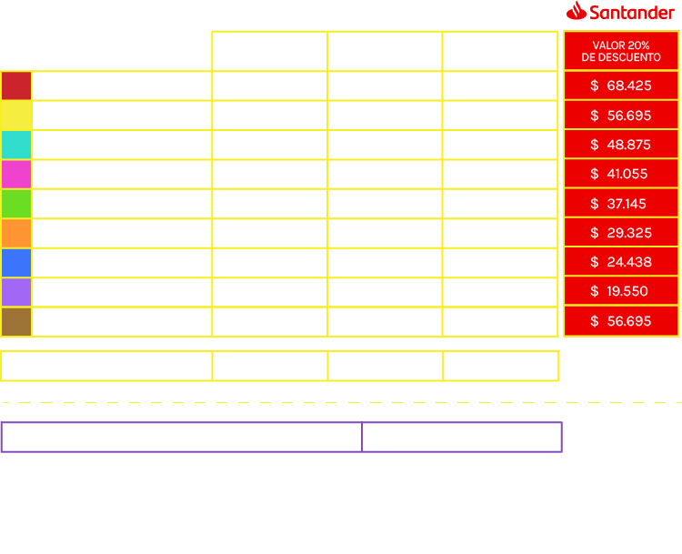 tabla de precios