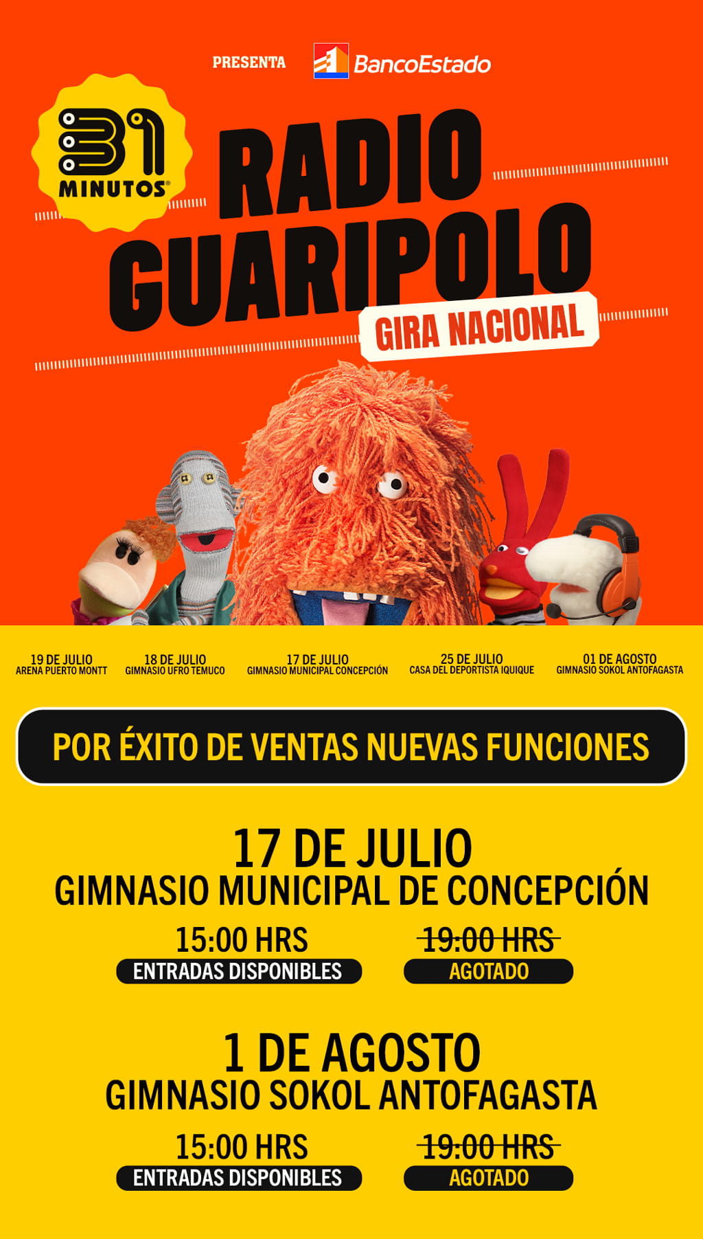  31 Minutos anuncia Gira Nacional presentando su exitoso show 'Radio Guaripolo 2'