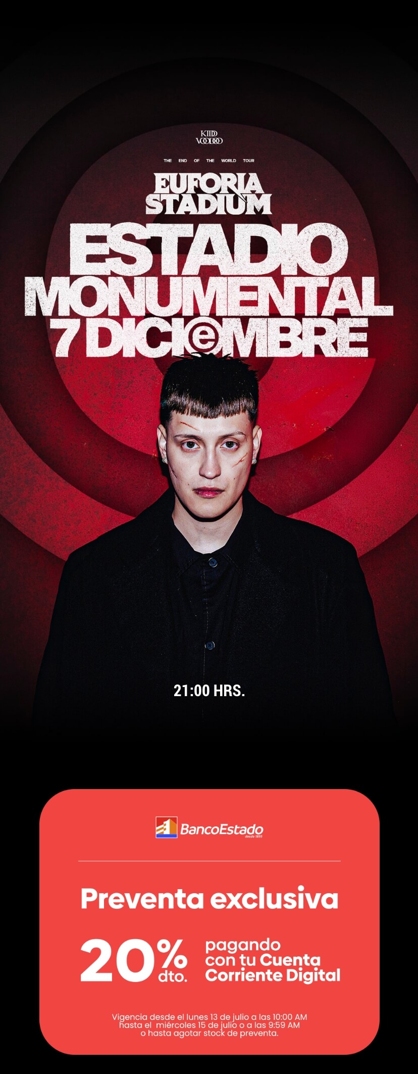 Kidd Voodoo en Chile 2026 | Euforia Stadium en Estadio Monumental – 7 de diciembre 21:00 hrs