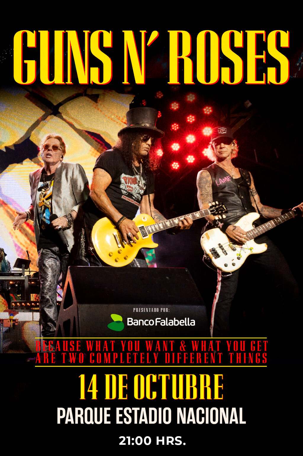 Guns N' Roses en Chile 2025: 14 de octubre en Parque Estadio Nacional | Concierto imperdible | Entradas por Punto Ticket