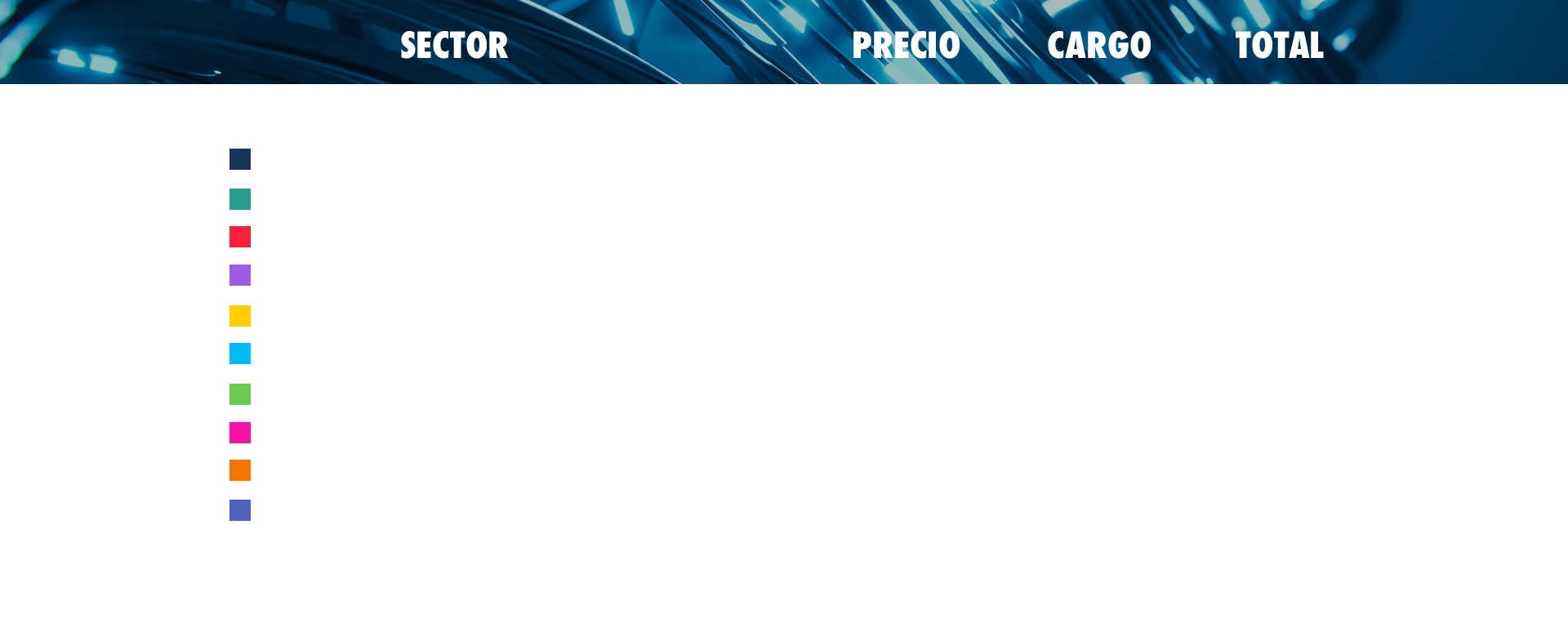 tabla de precios