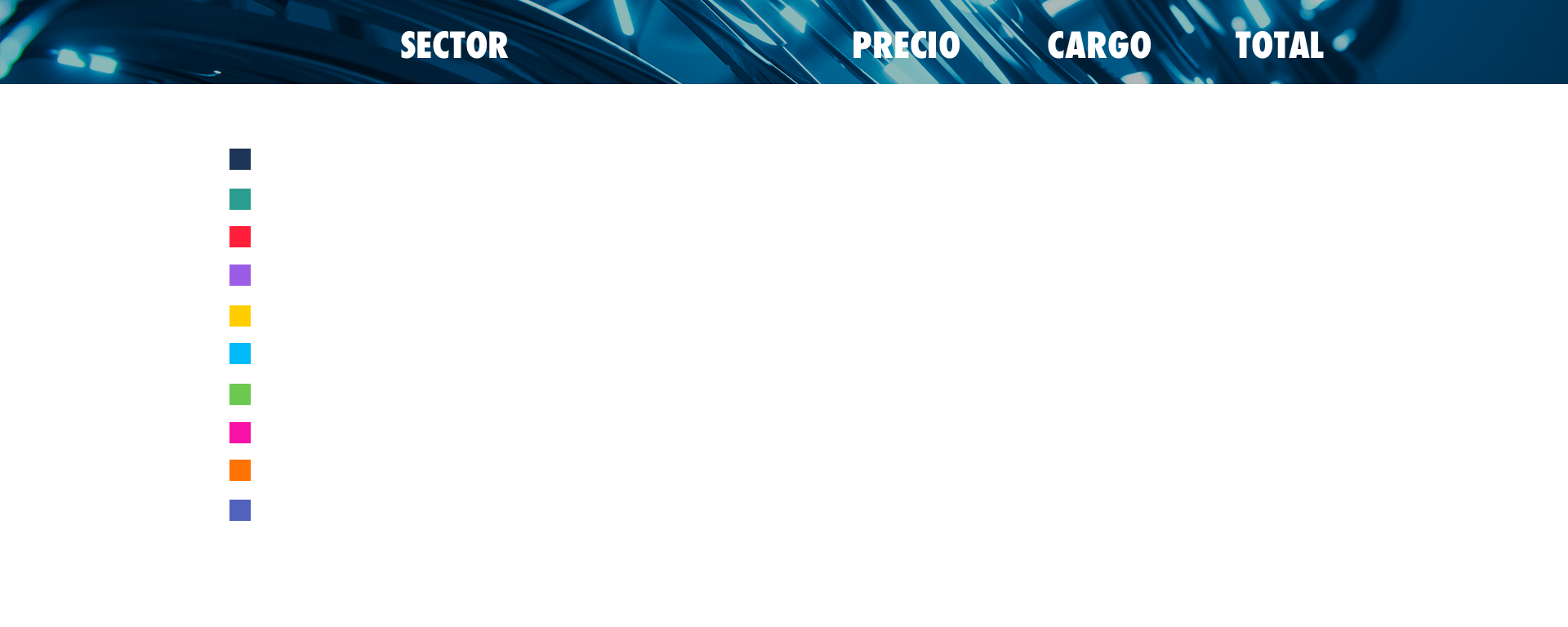 tabla de precios
