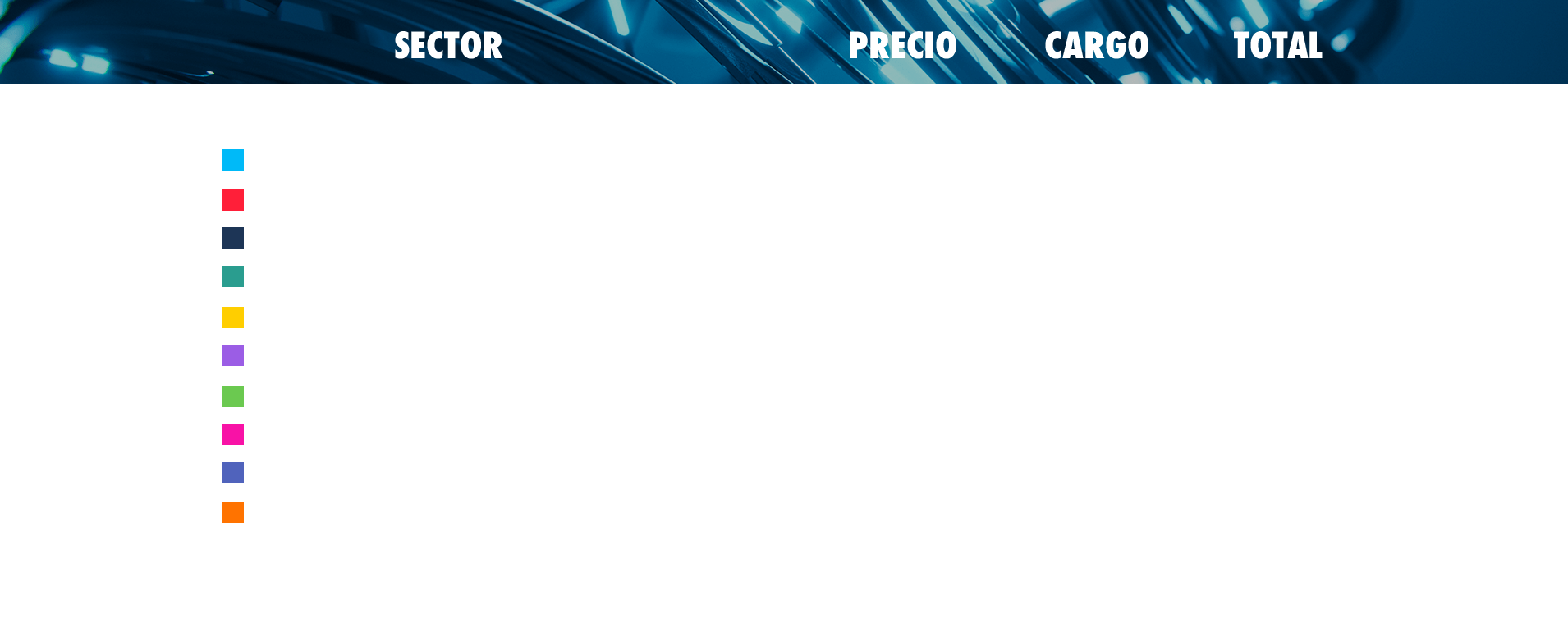 tabla de precios