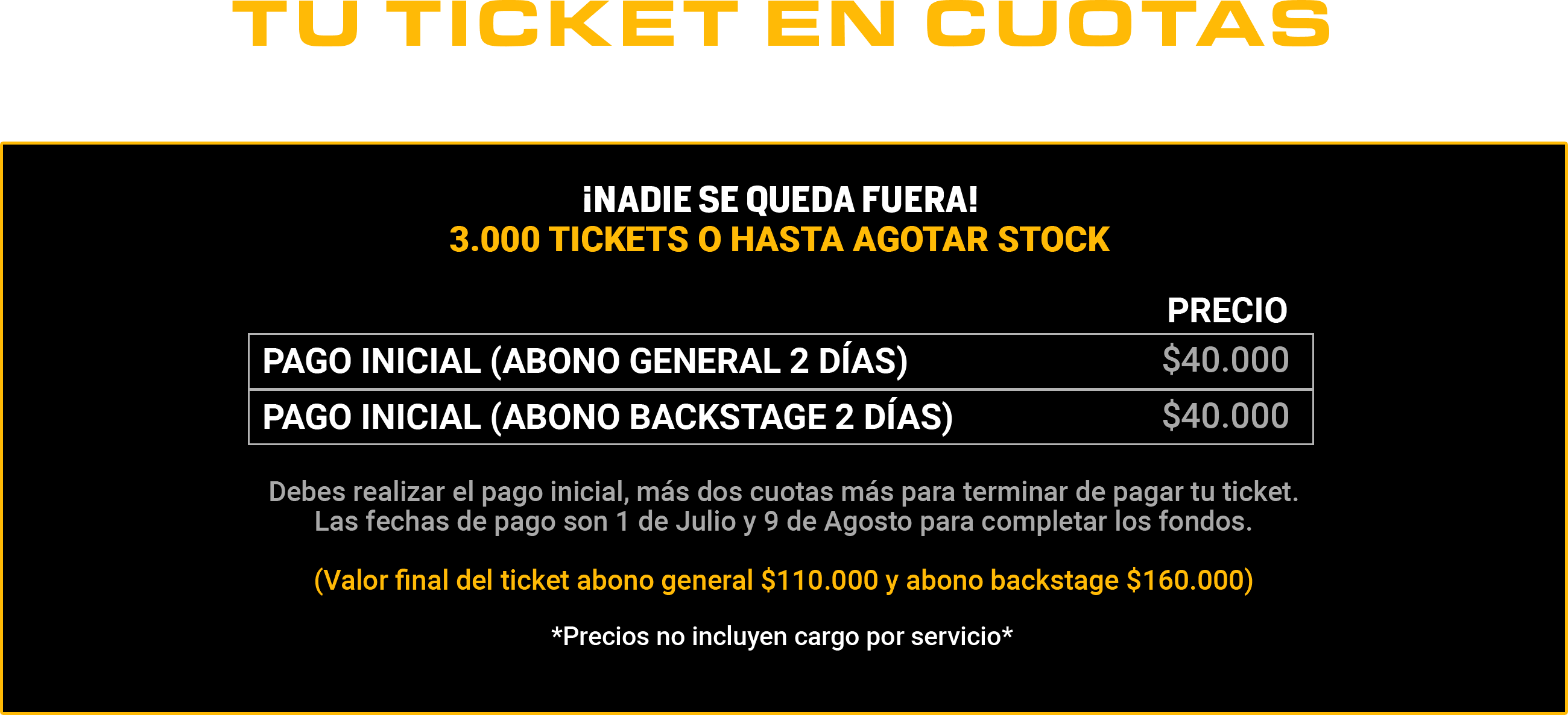 tabla precios