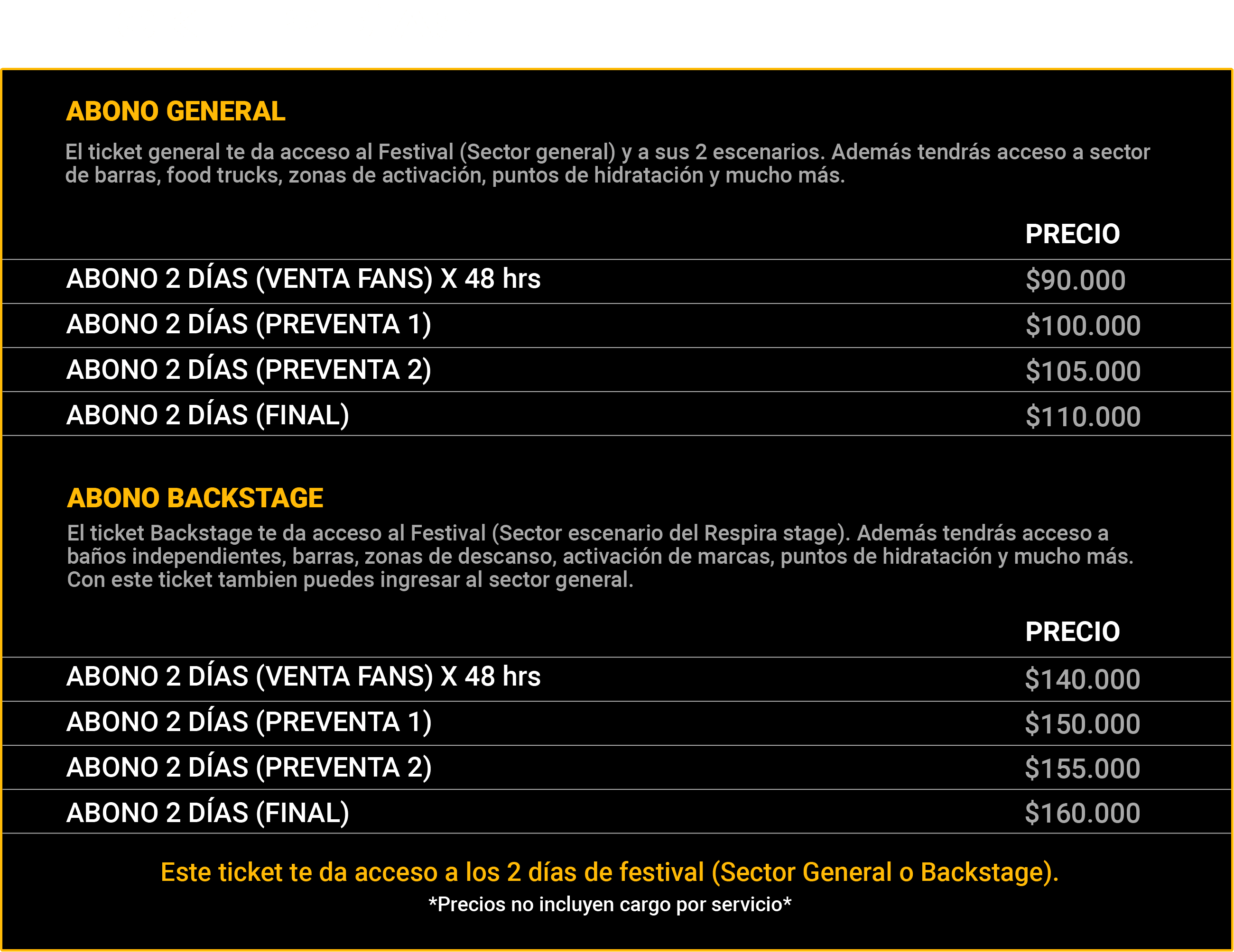tabal precios