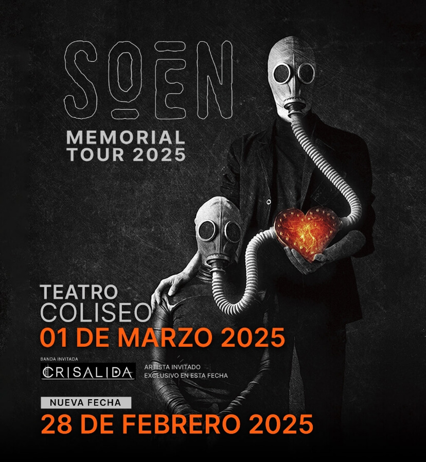 Soen: Memorial Tour 2025 en Teatro Coliseo | 28 de febrero y 01 de marzo