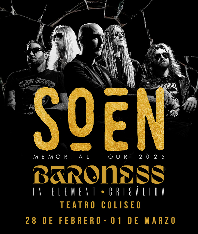 Soen: Memorial Tour 2025 en Teatro Coliseo | 28 de febrero y 01 de marzo