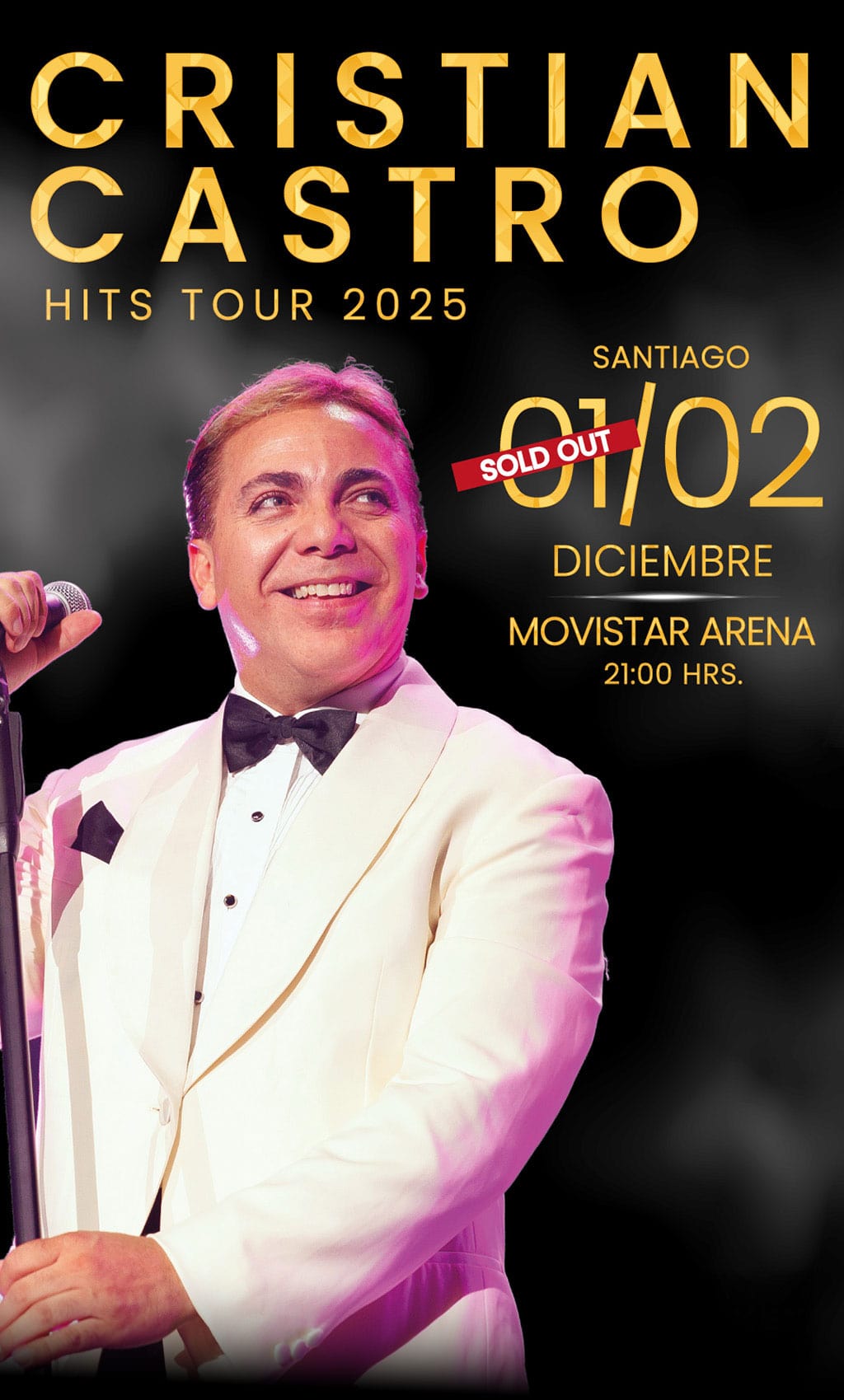 Cristian Castro Hits Tour 2025 - 01 y 02 de Dicimbre - 21:00 Horas / Movistar Arena