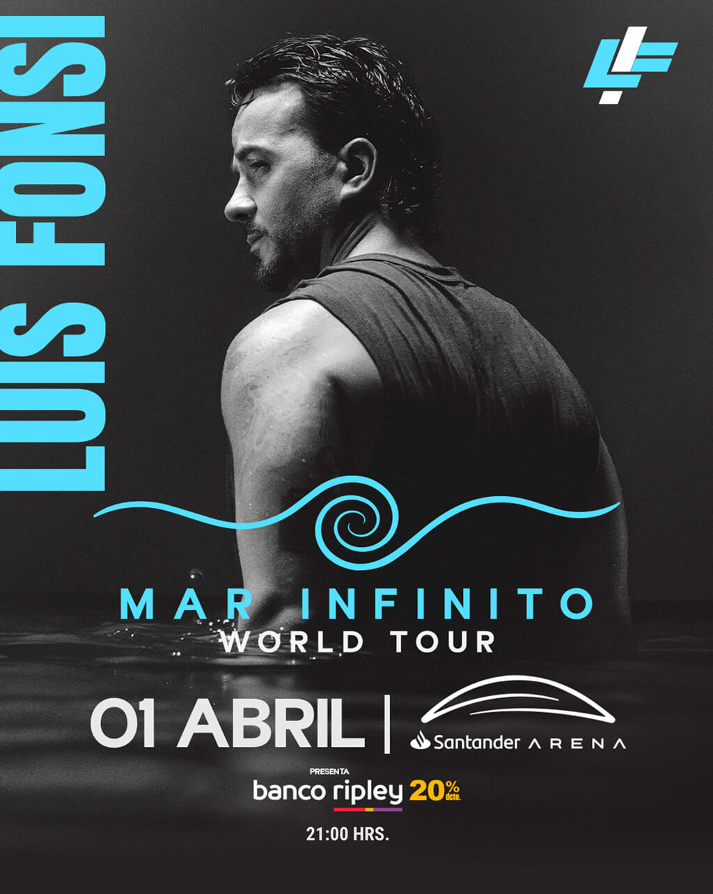 Luis Fonsi: Mar Infinito World Tour en Chile 2027 | Santander Arena – 1 de abril 21:00 hrs