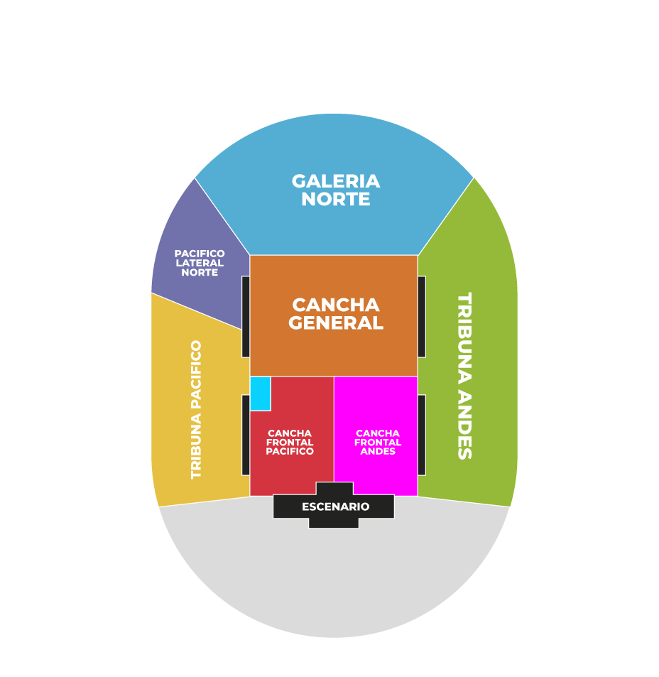 mapa estadio nacional teletón 2025