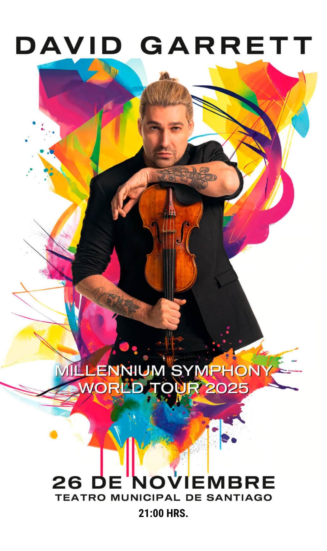 David Garrett - Millennium symphony world tour 2025 - 26 de Noviembre - Teatro Municipal de Santiago - 21:00 Hrs.