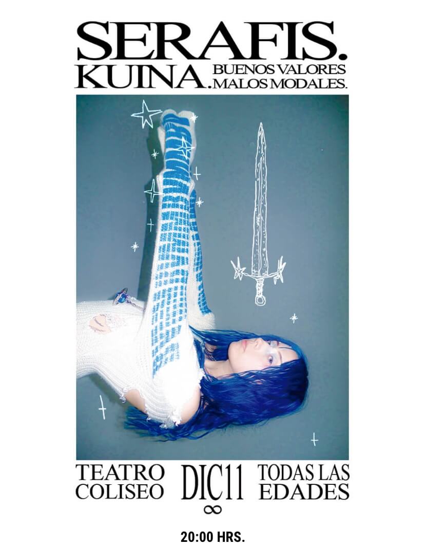 KUINA – Serafis en Teatro Coliseo, 11 de diciembre 2025 a las 20:00 hrs. La artista revelación de la música urbana chilena en un show único. Asegura tu entrada ahora en Punto Ticket.