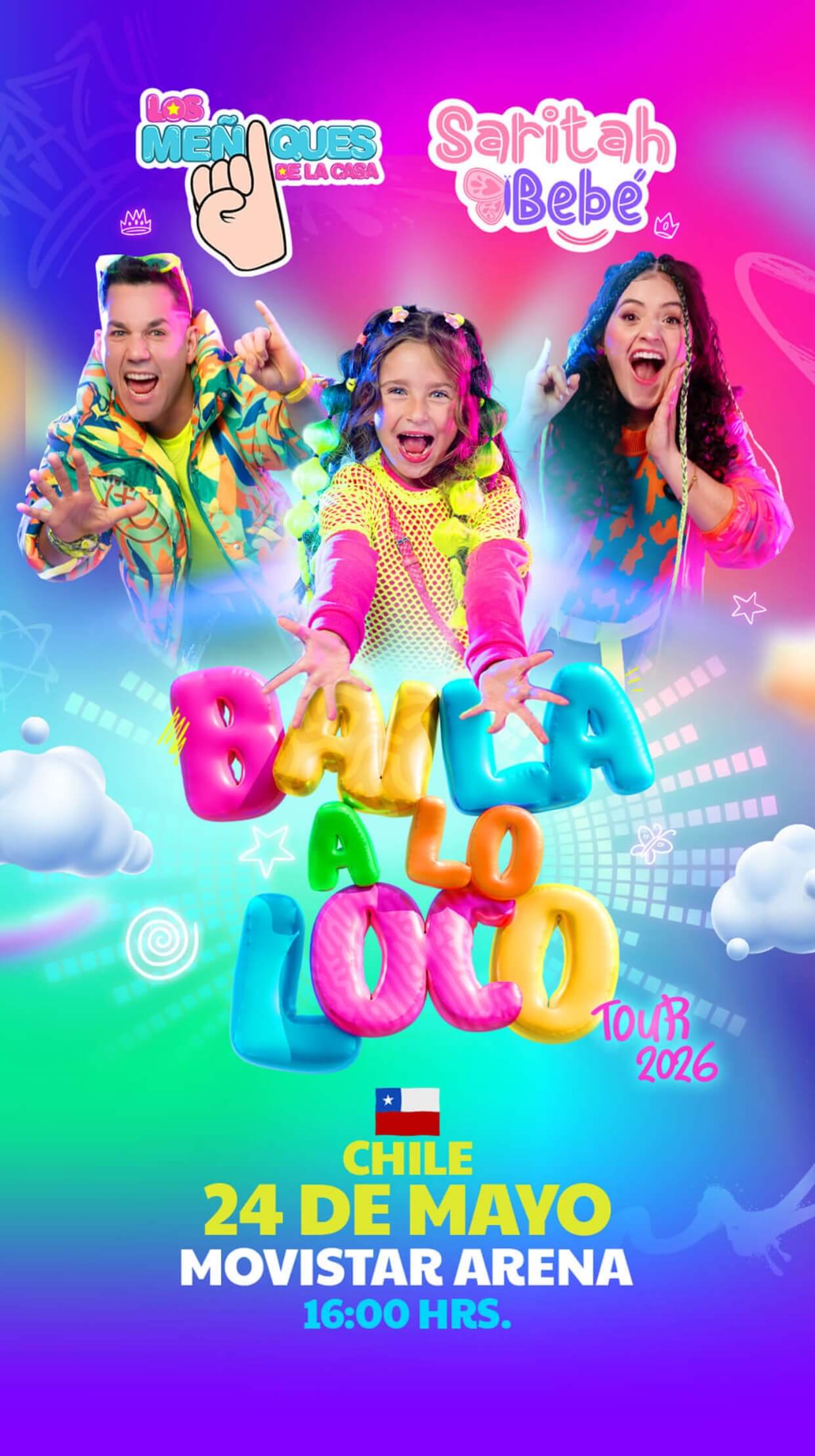 Los Meñiques de la casa / Baila a lo loco  tour 2026 / 24 de Mayo / Movistar arena - 16:00 Hrs.