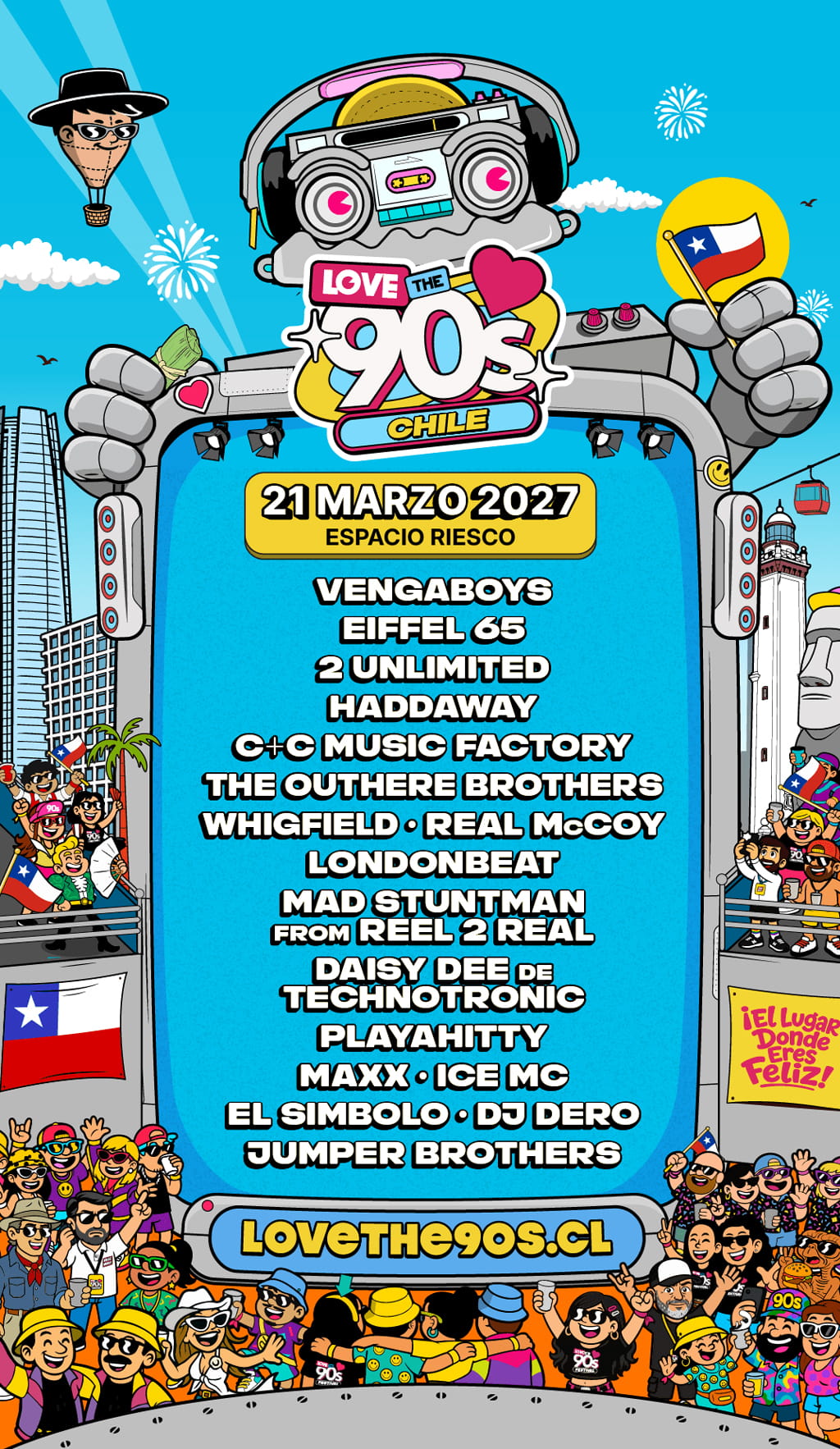 Love The 90's Chile 2027 | Espacio Riesco – 21 de marzo 17:30 hrs