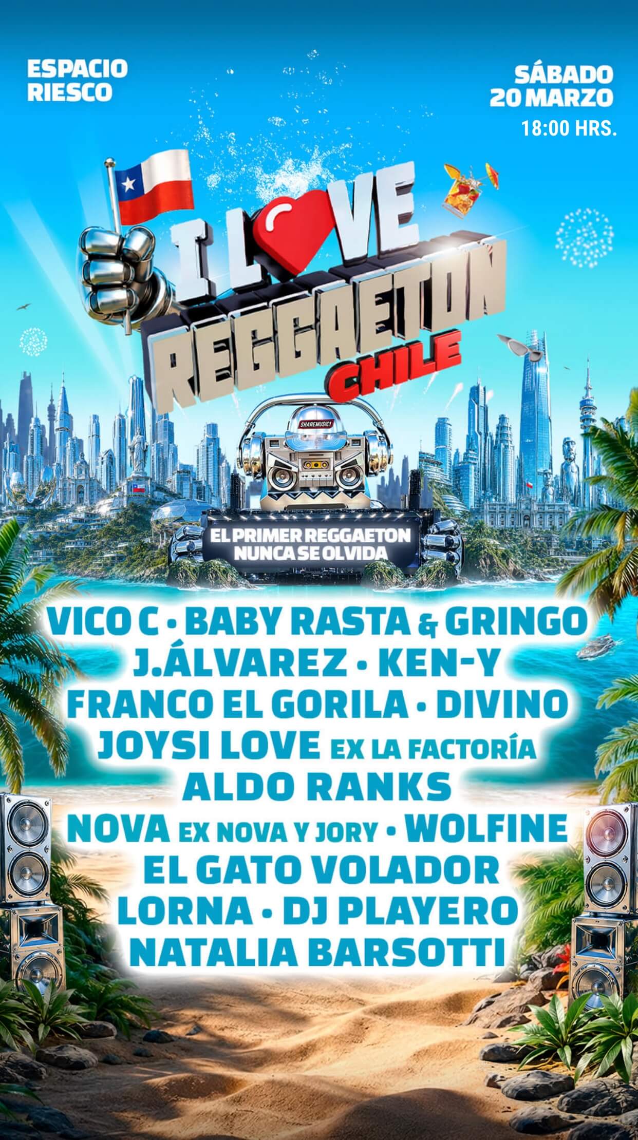 I Love Reggaeton Chile 2027 | Espacio Riesco – 20 de marzo 18:00 hrs