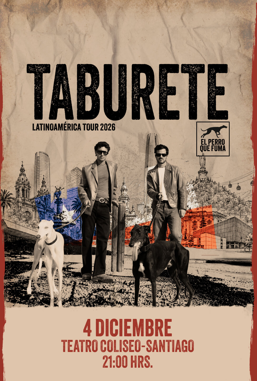 Taburete en Chile 2026 | Teatro Coliseo – 4 de diciembre 21:00 hrs